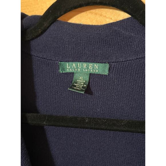 Ralph Lauren Cardigan Sweater Blazer Women XL Navy Blue Nautical Knit Button - Picture 2 of 8